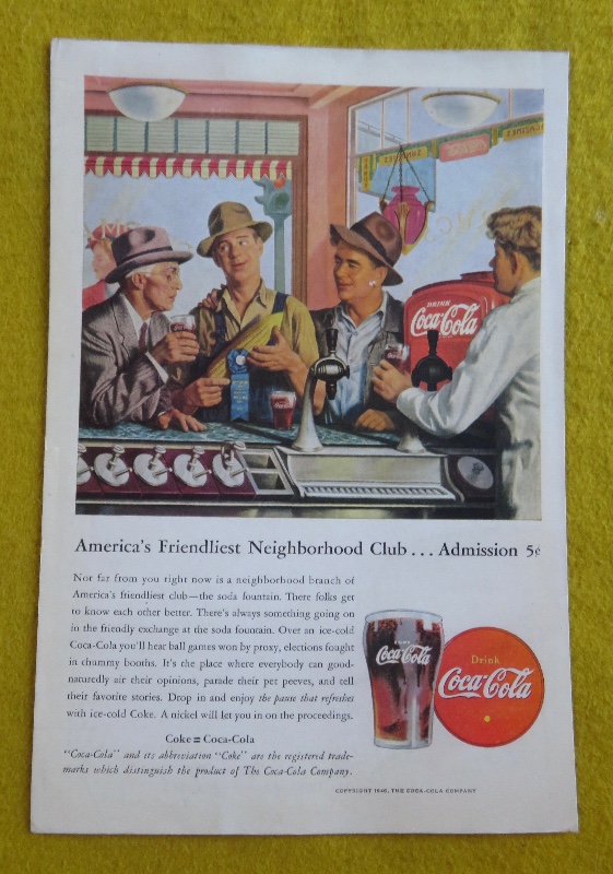 1946 Coca Cola (Coke) With America's Friendliest Neighborhood Club
