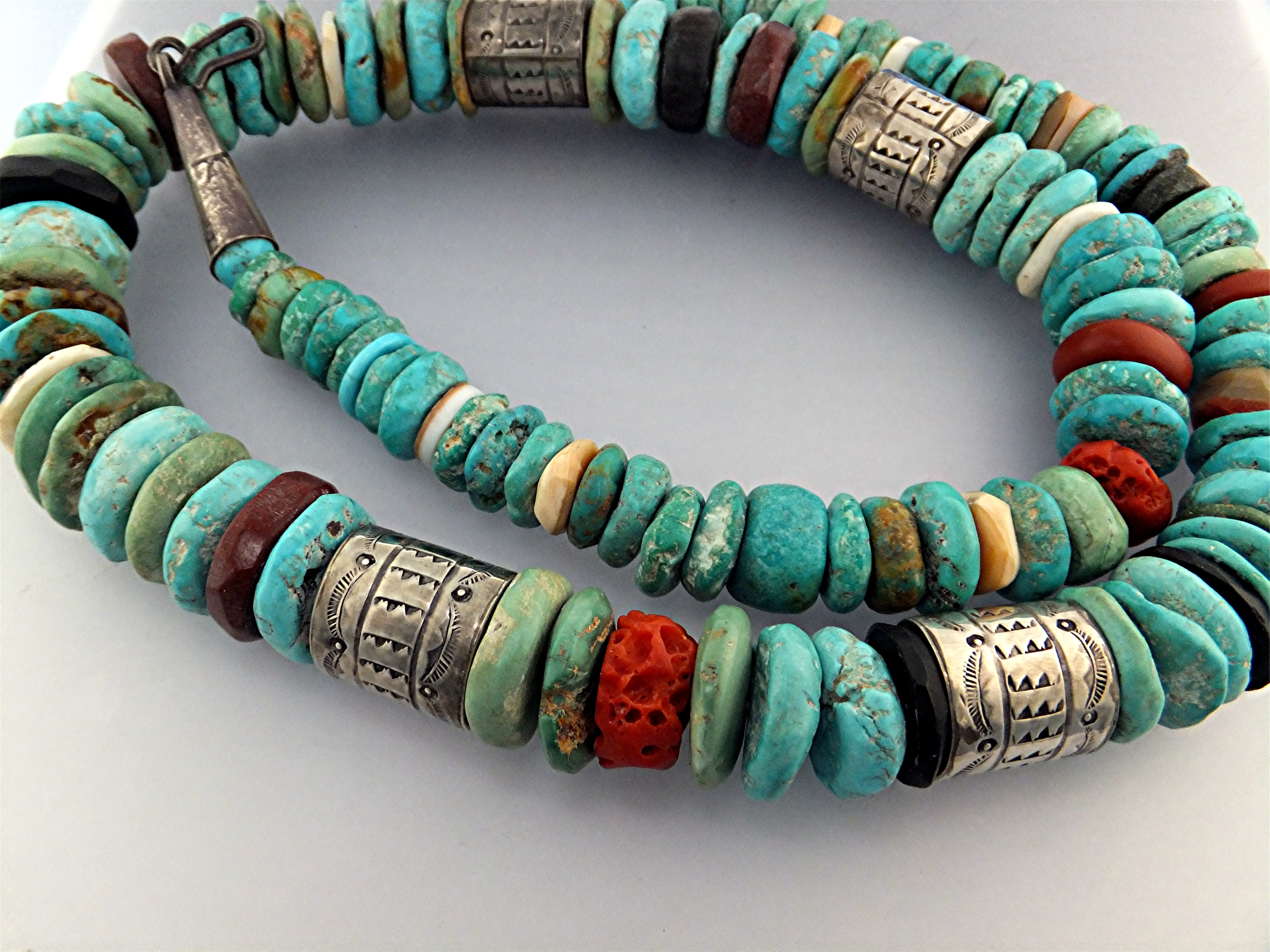 Native American Turquoise Coral Sterling Silver