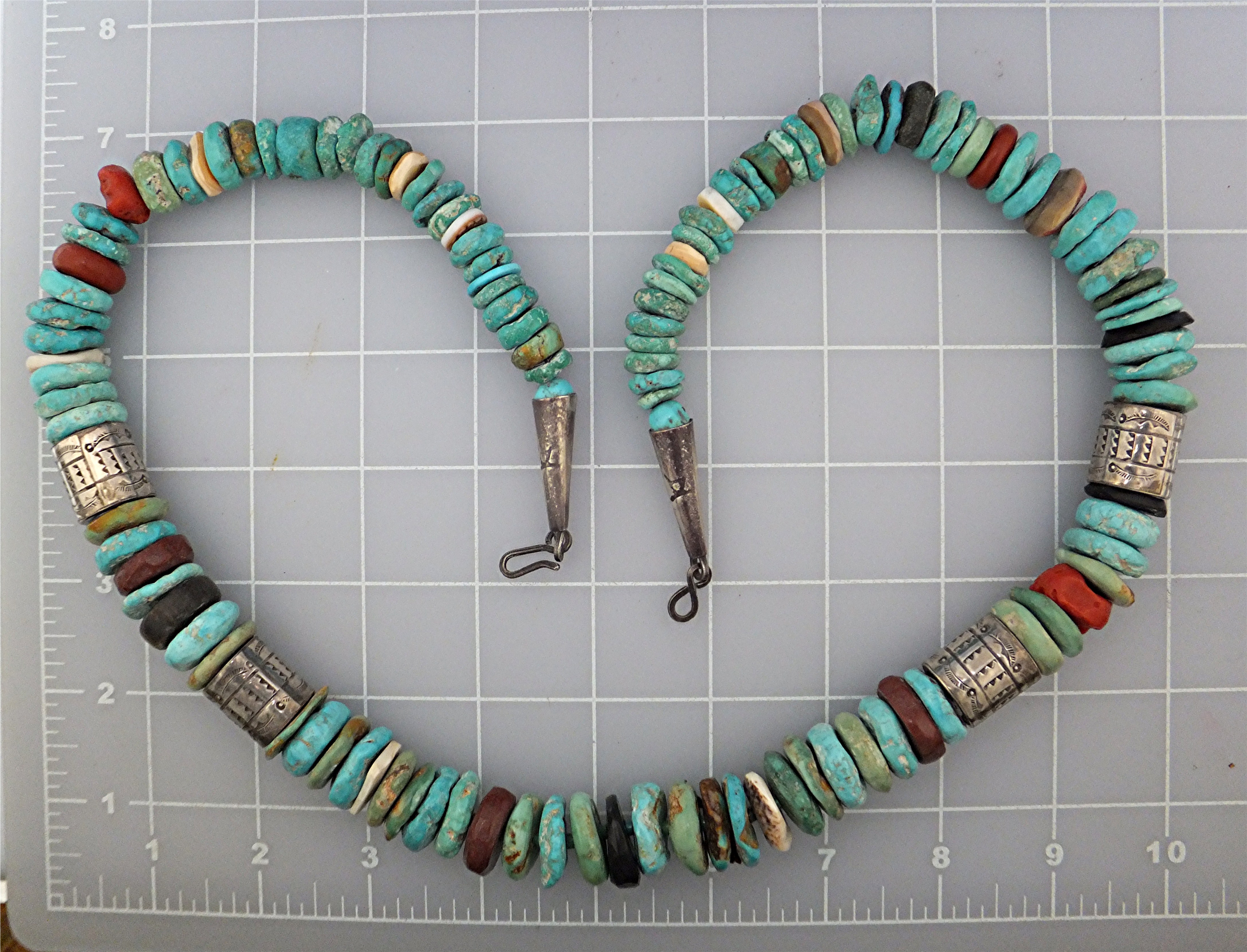 Native American Turquoise Coral Sterling Silver