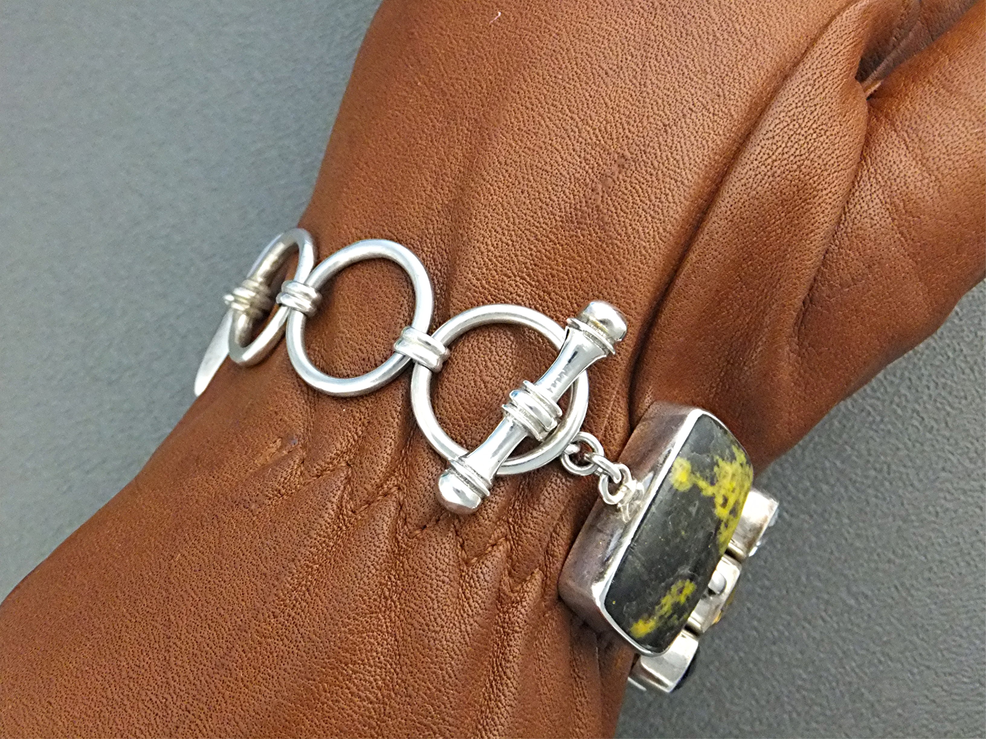 Bracelet Sterling Silver Eclipse Jasper White & Pink  T
