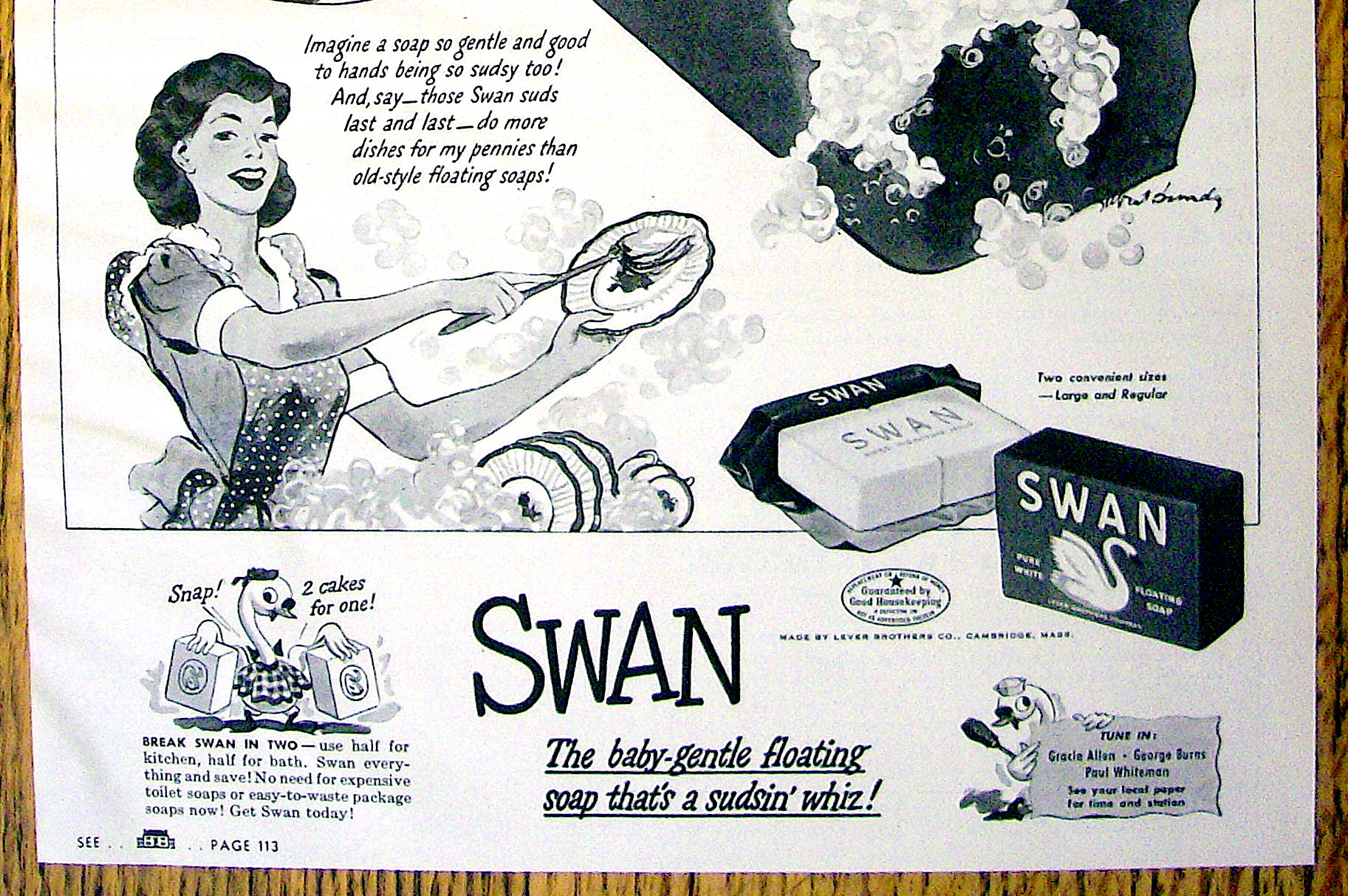 1942 Swan Soap with How Many Ways A Family Uses Soap
