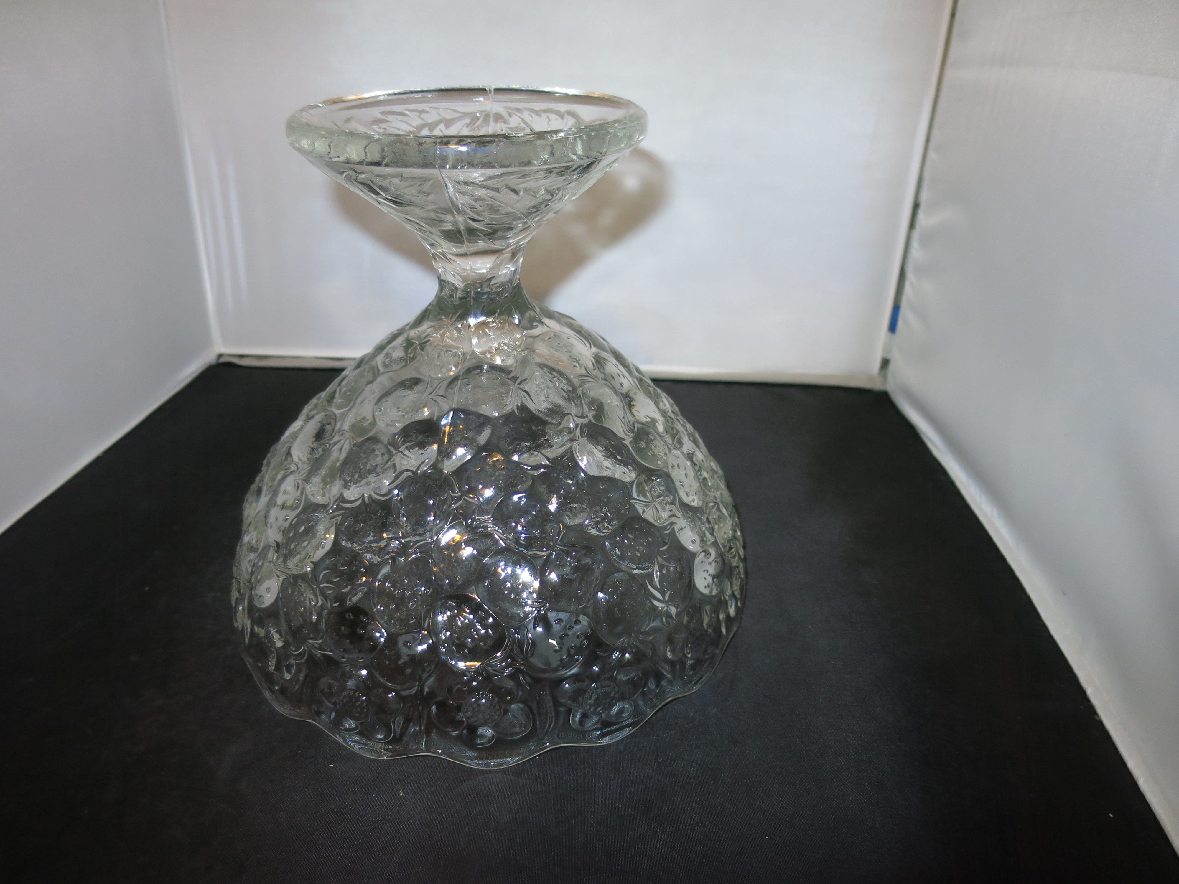 Vintage Crystal Strawberry Footed Compote Beautiful pressed