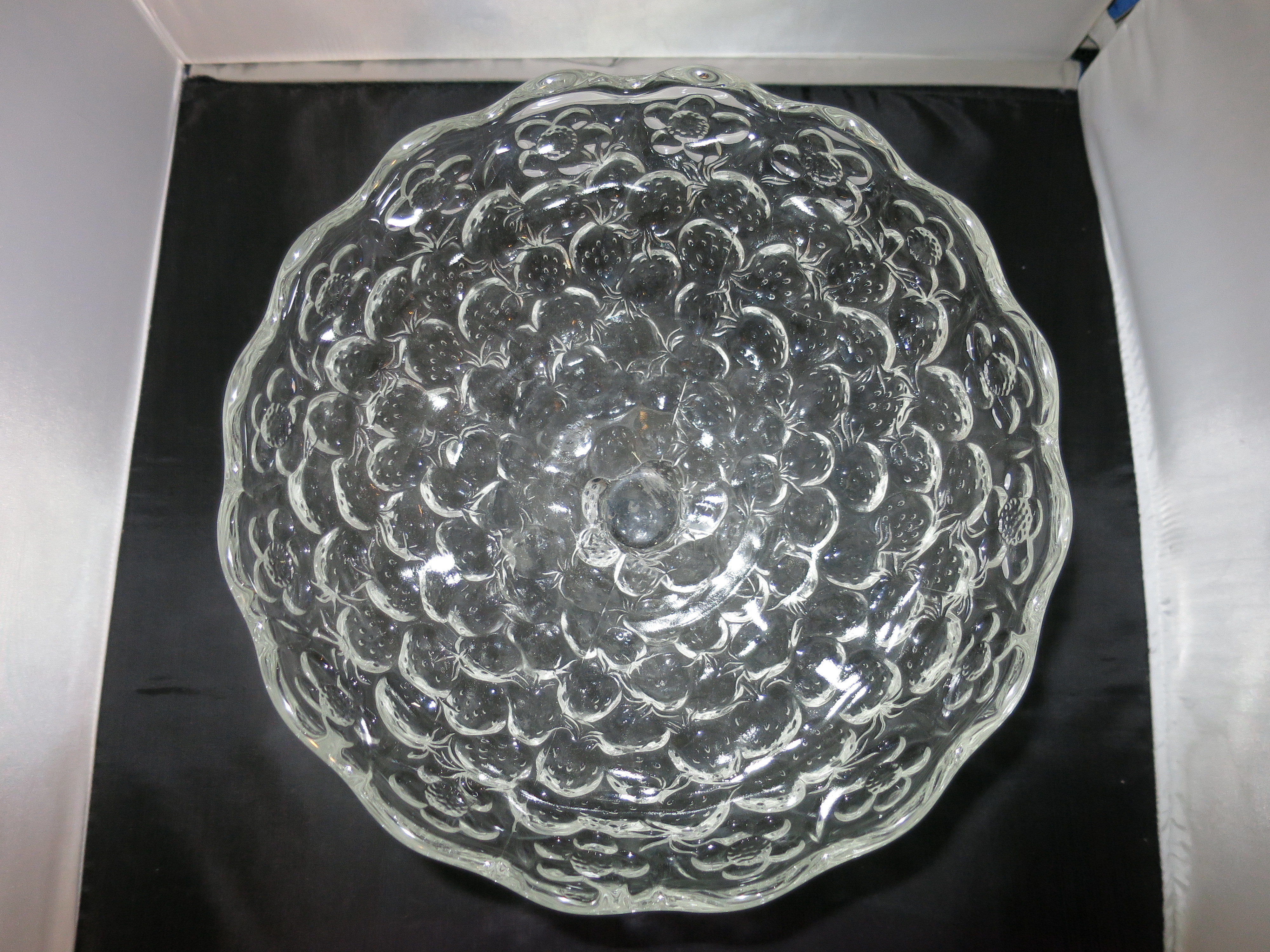 Vintage Crystal Strawberry Footed Compote Beautiful pressed