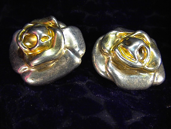 Earrings Sterling Silver with Gold Flower Clips