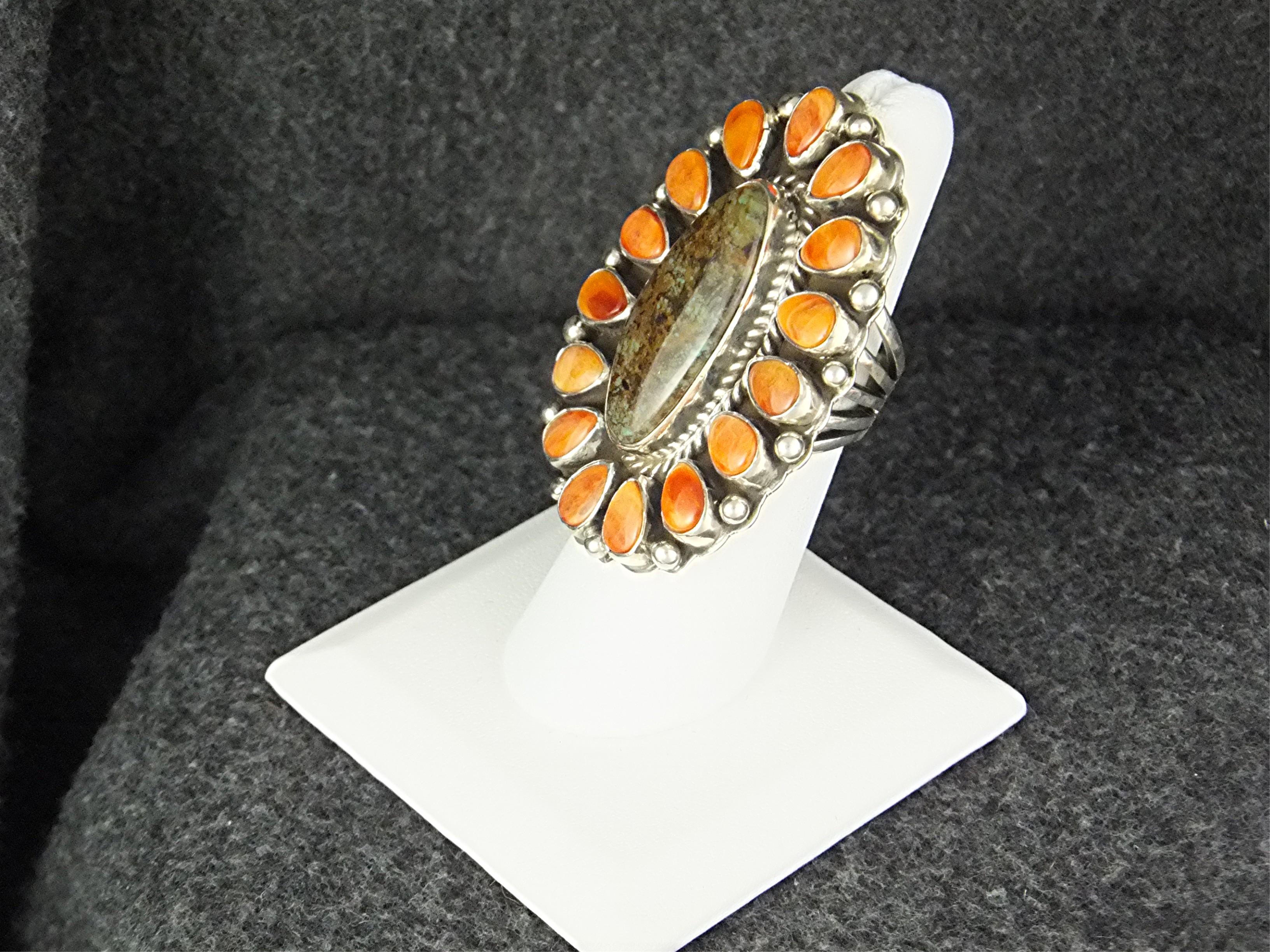 Ring Spiny Oyster Green Turquoise Patrick Yazzie