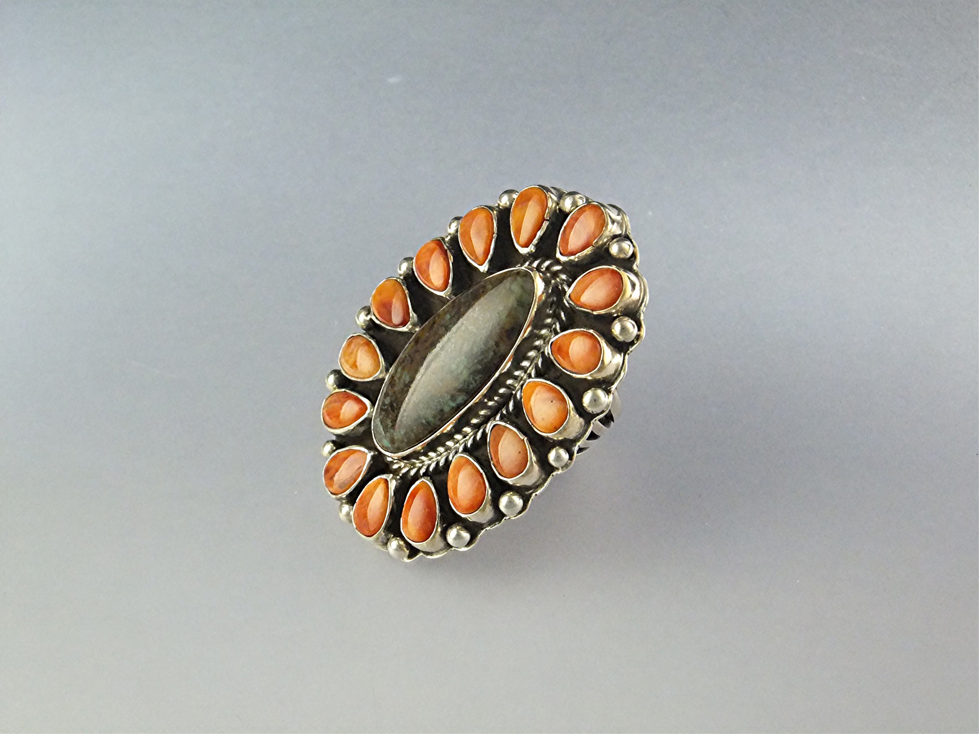Ring Spiny Oyster Green Turquoise Patrick Yazzie