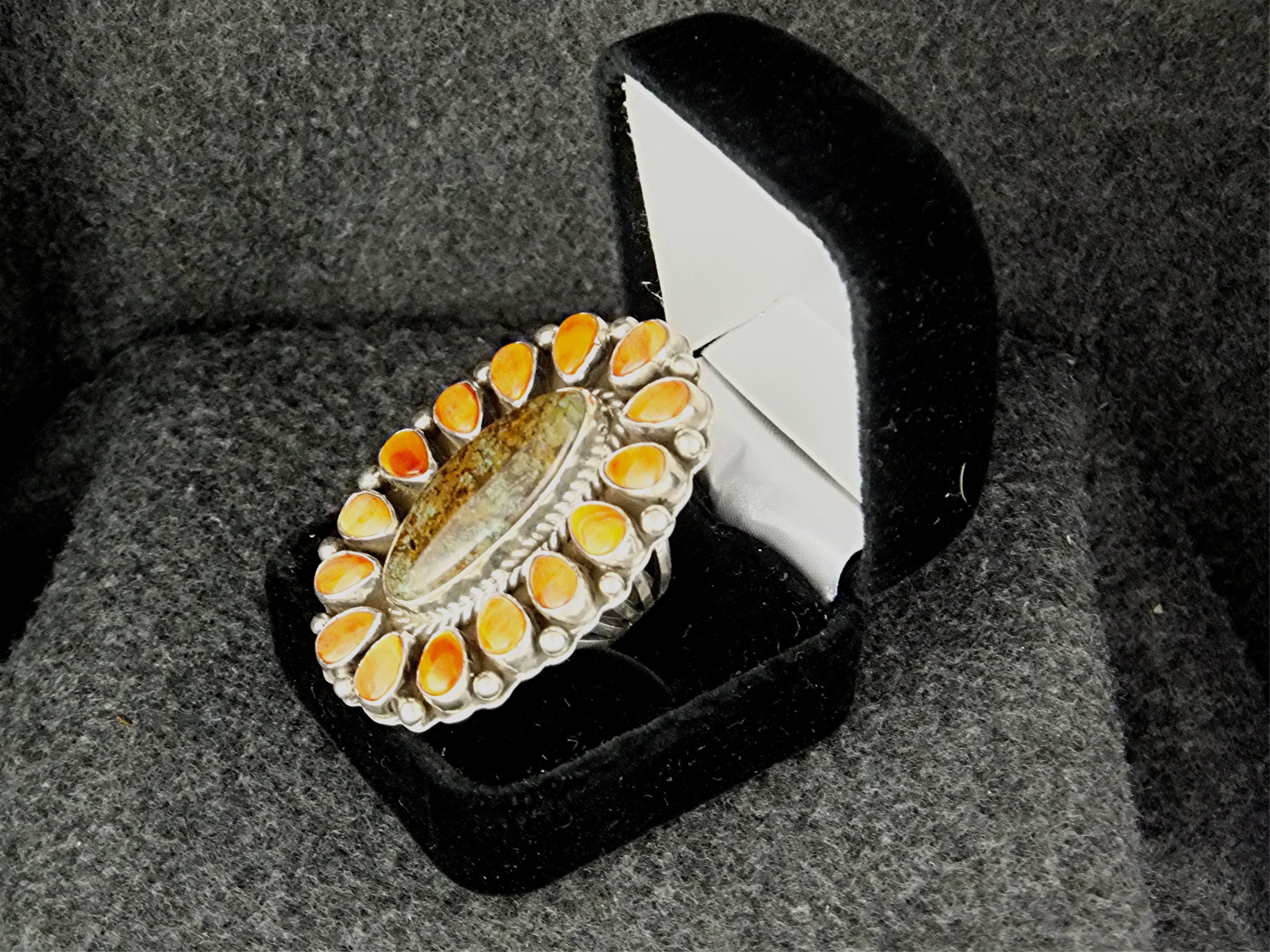 Ring Spiny Oyster Green Turquoise Patrick Yazzie