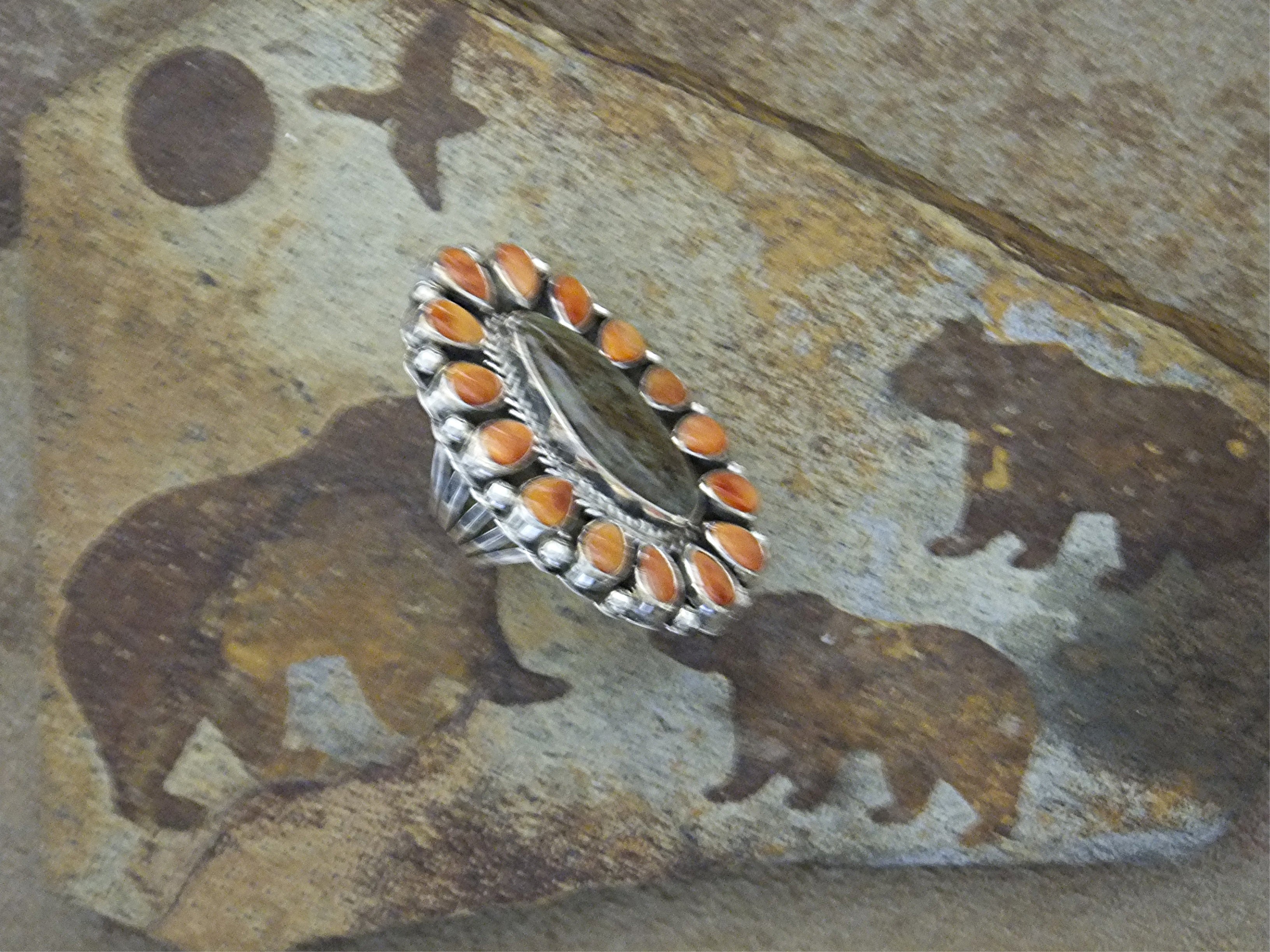Ring Spiny Oyster Green Turquoise Patrick Yazzie