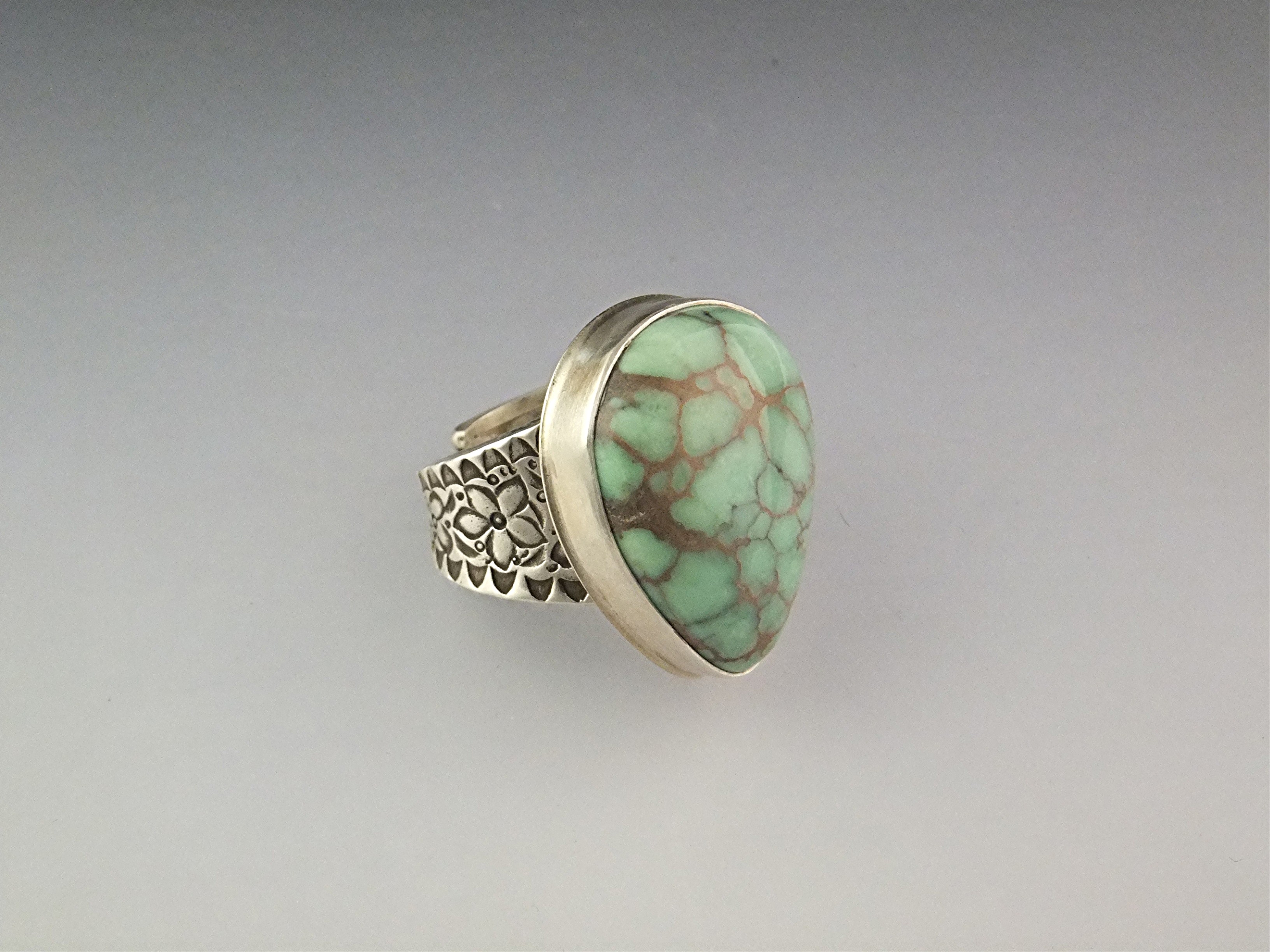 David Troutman Carico Lake Turquoise Sterling Silver Ri