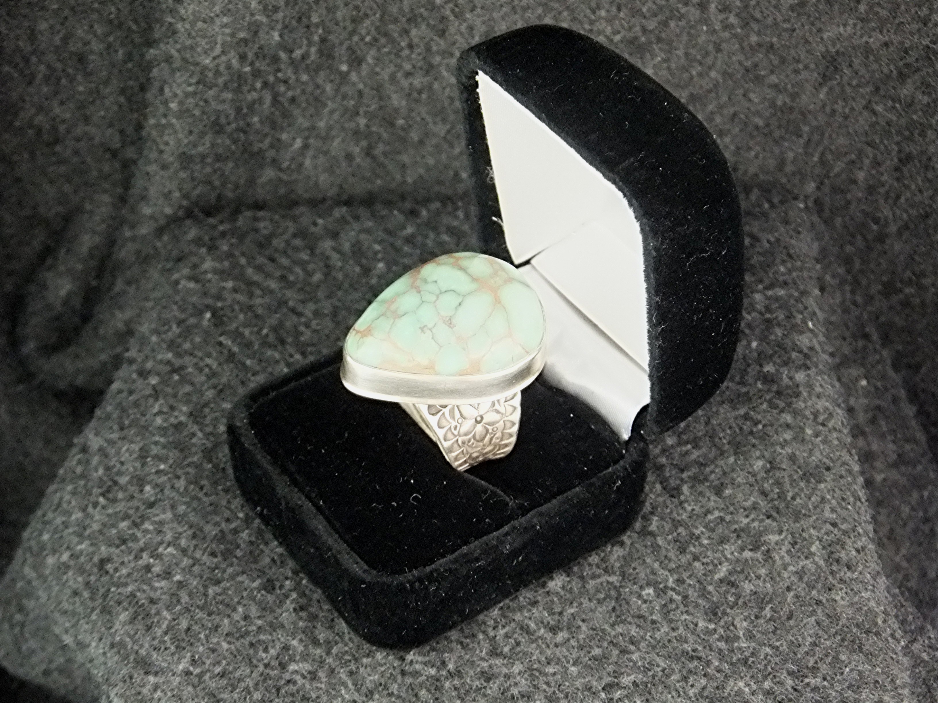 David Troutman Carico Lake Turquoise Sterling Silver Ri