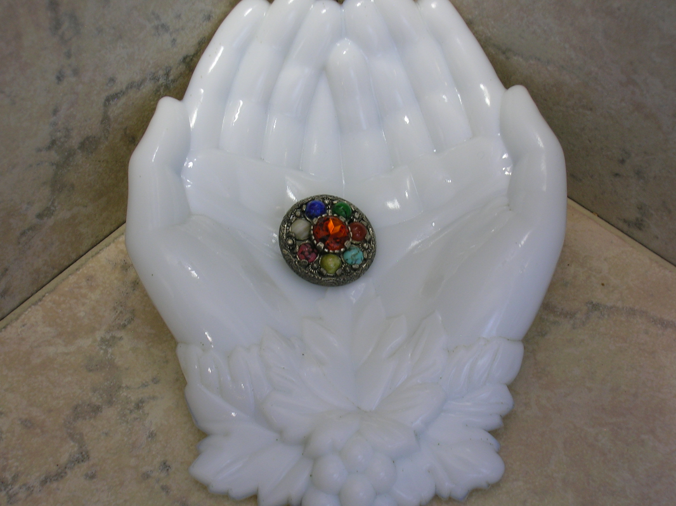 MIRACLE Brooch, Pin with Multi Colored Cobochon