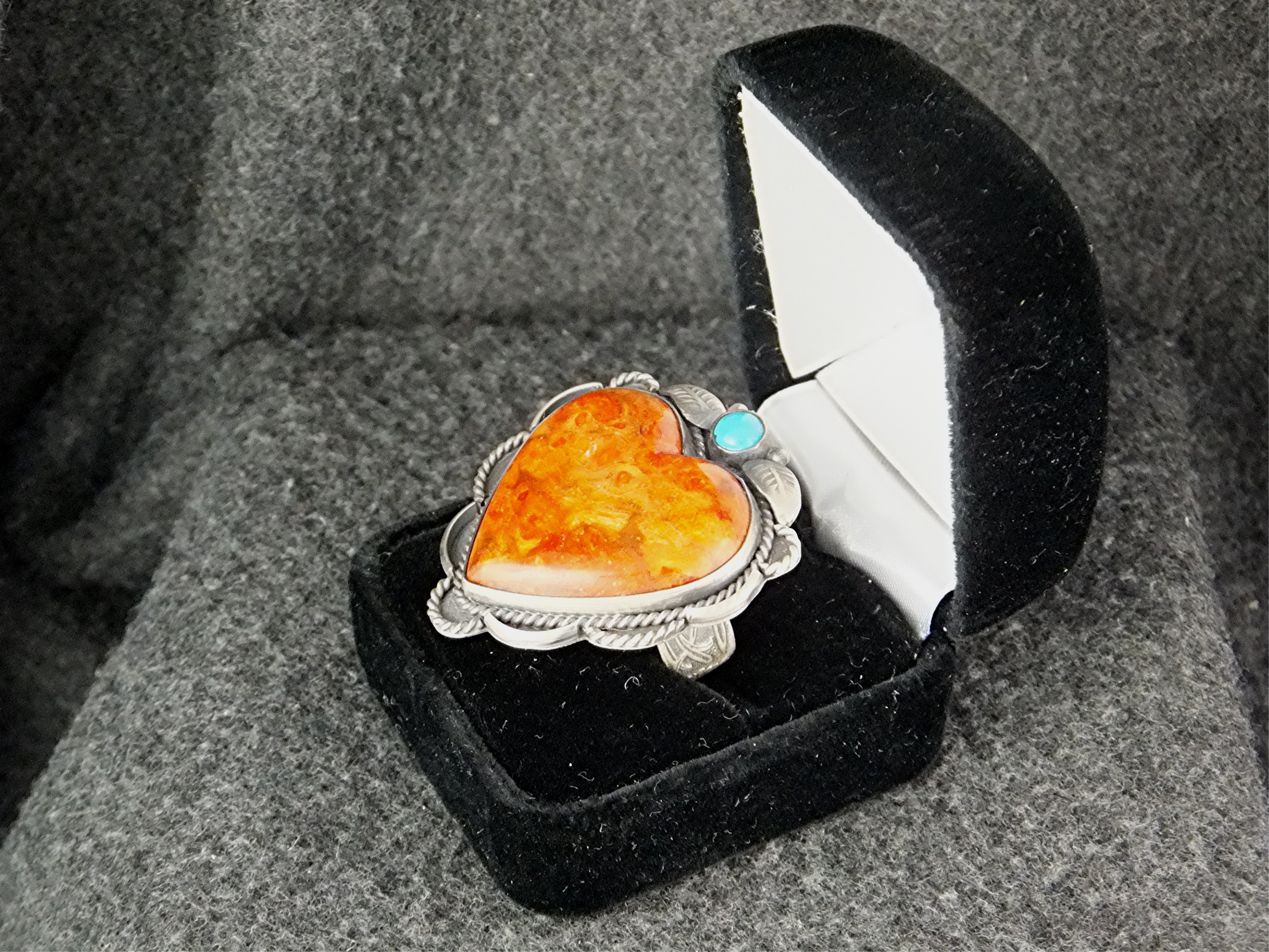 Mabel Watson Apple Coral Turquoise Sterling Silver Ring