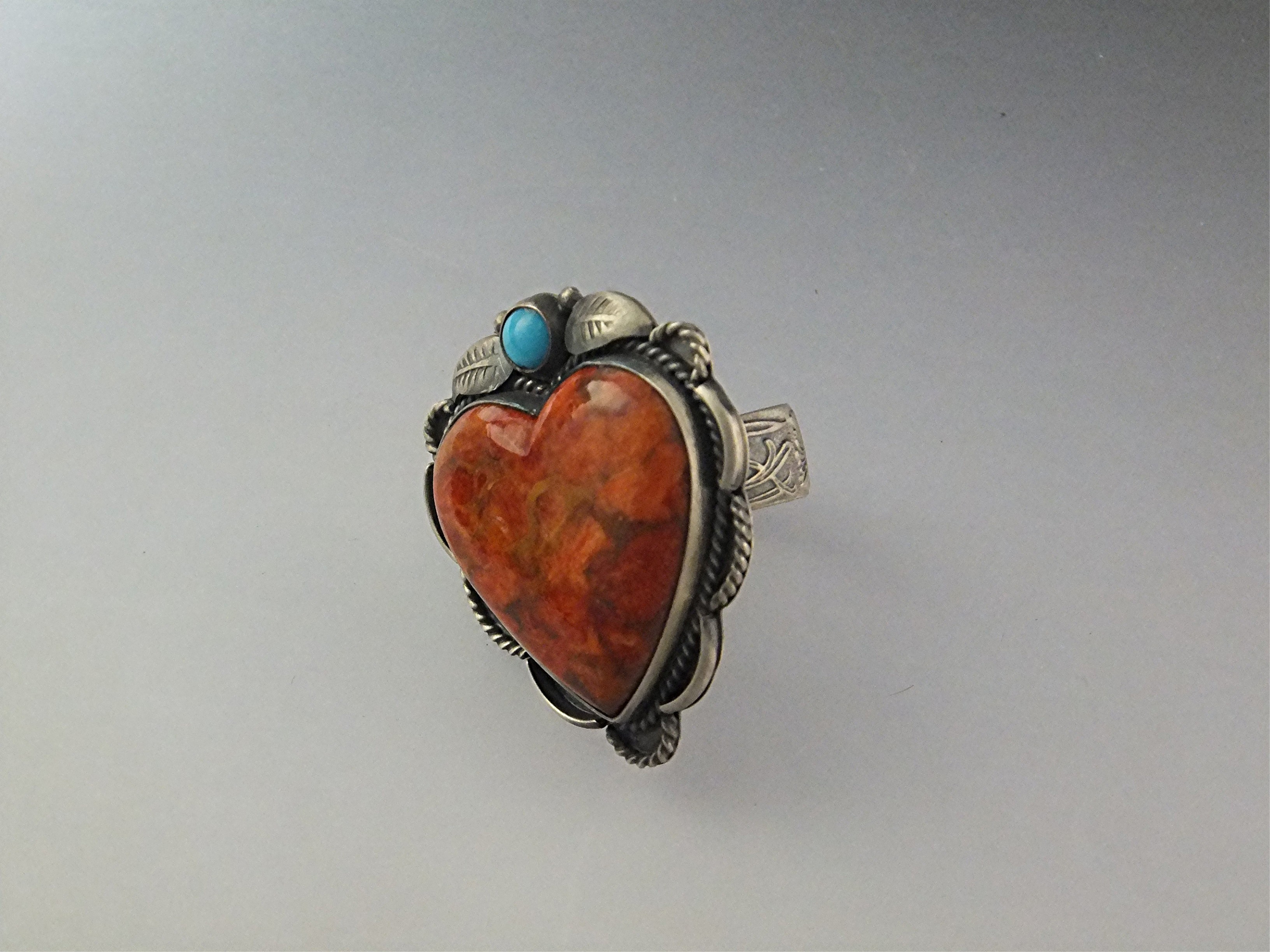 Mabel Watson Apple Coral Turquoise Sterling Silver Ring