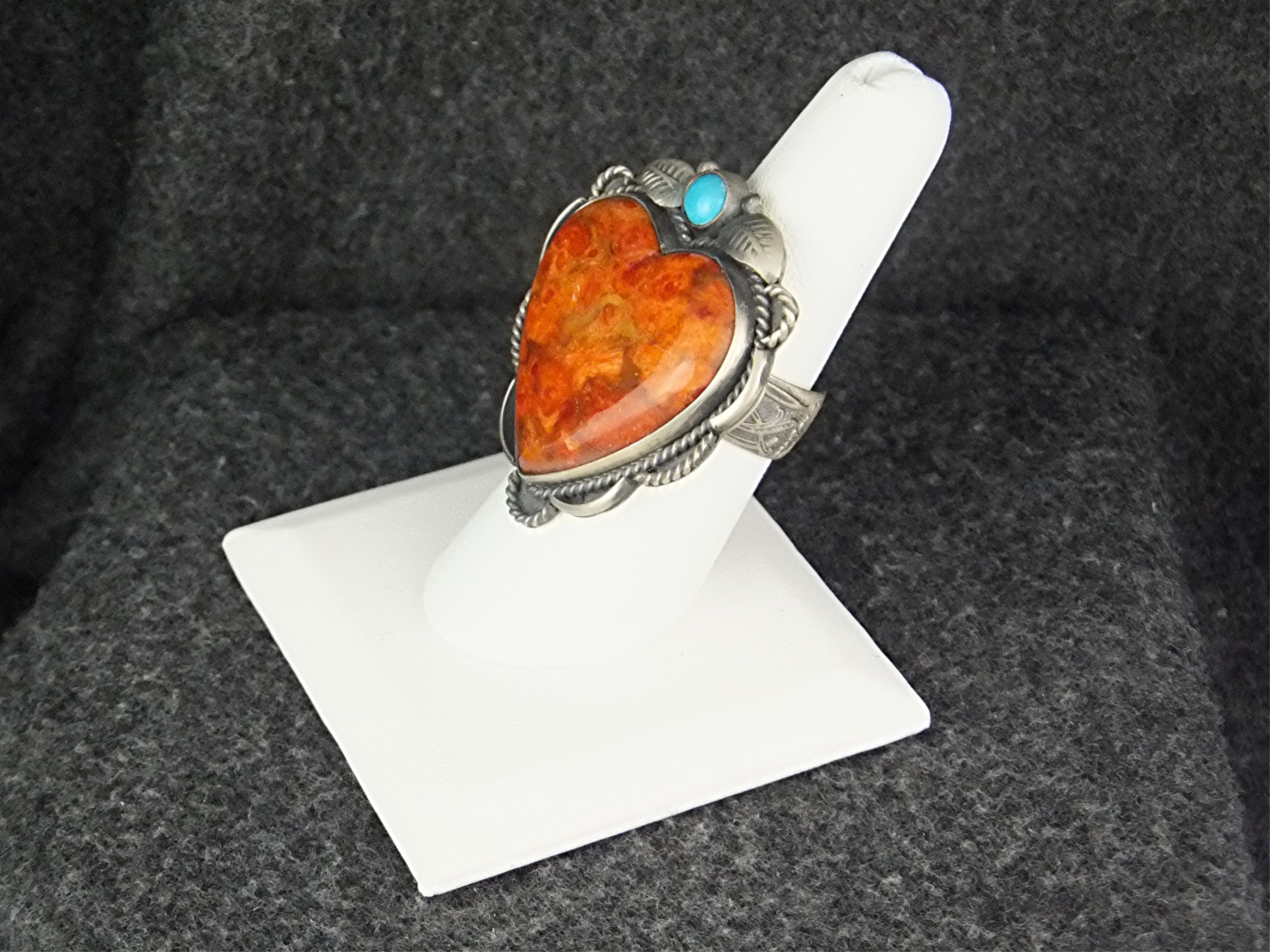 Mabel Watson Apple Coral Turquoise Sterling Silver Ring