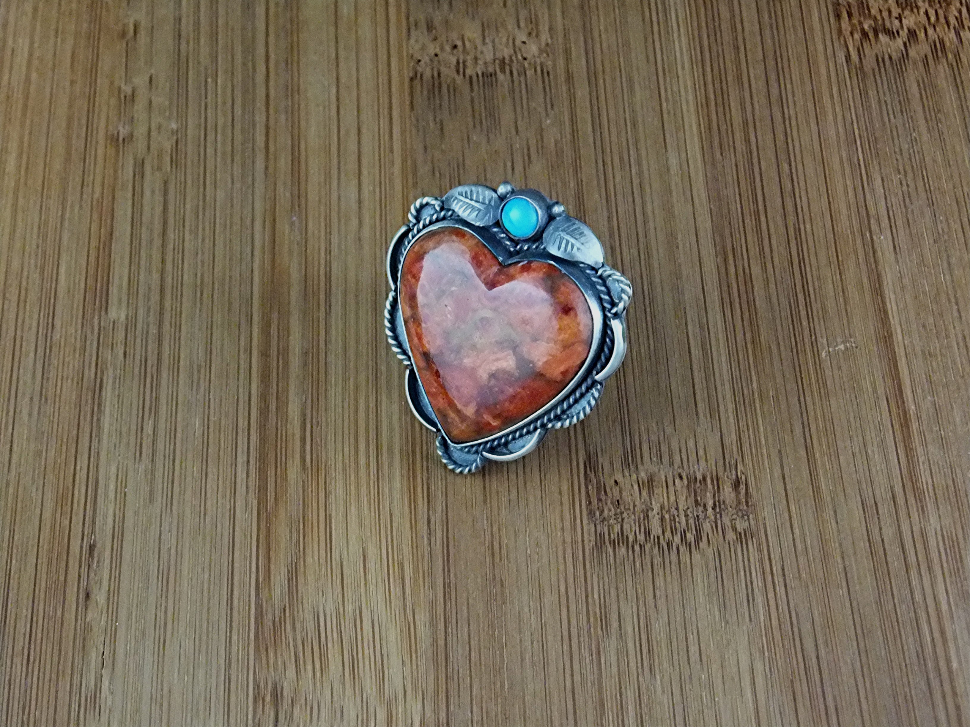 Mabel Watson Apple Coral Turquoise Sterling Silver Ring