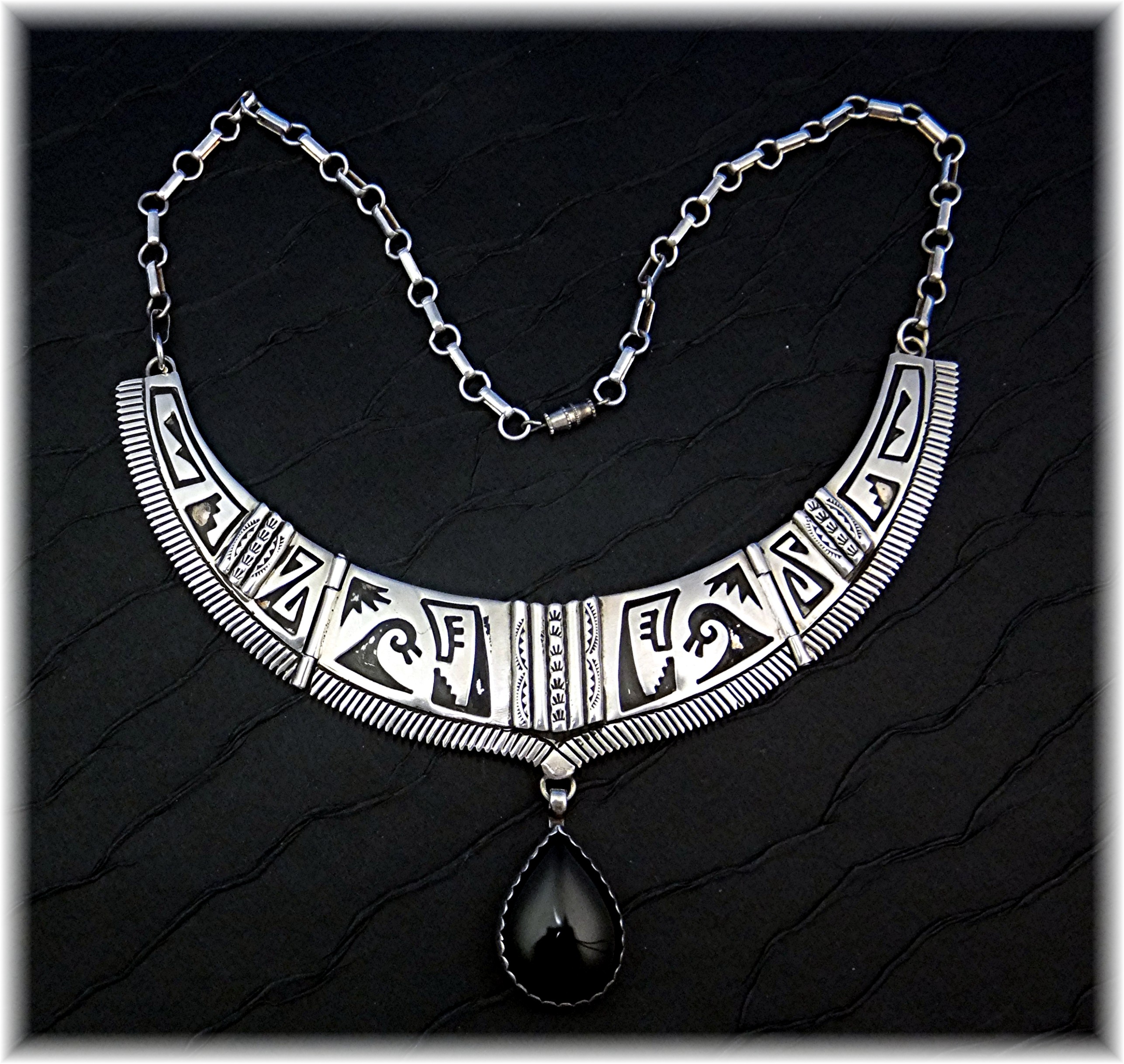 Necklace Sterling Silver Onyx Pendant ROBERT KELLY