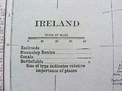 1904 Map Ireland Scotland Antique