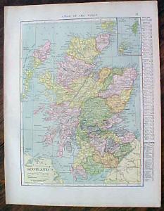 1904 Map Ireland Scotland Antique