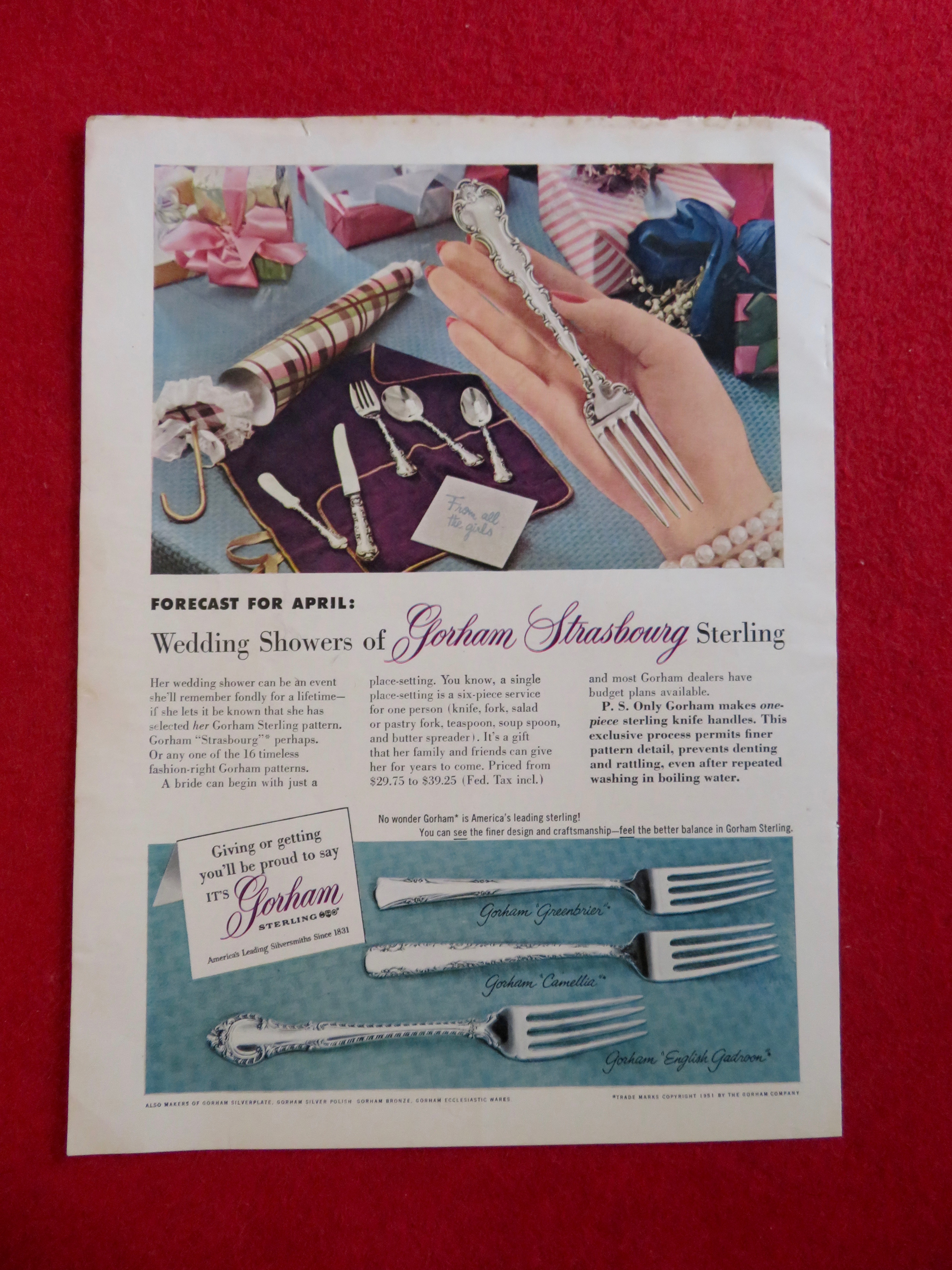 1951 Gorham Strasbourg with a Hand Holding a Fork