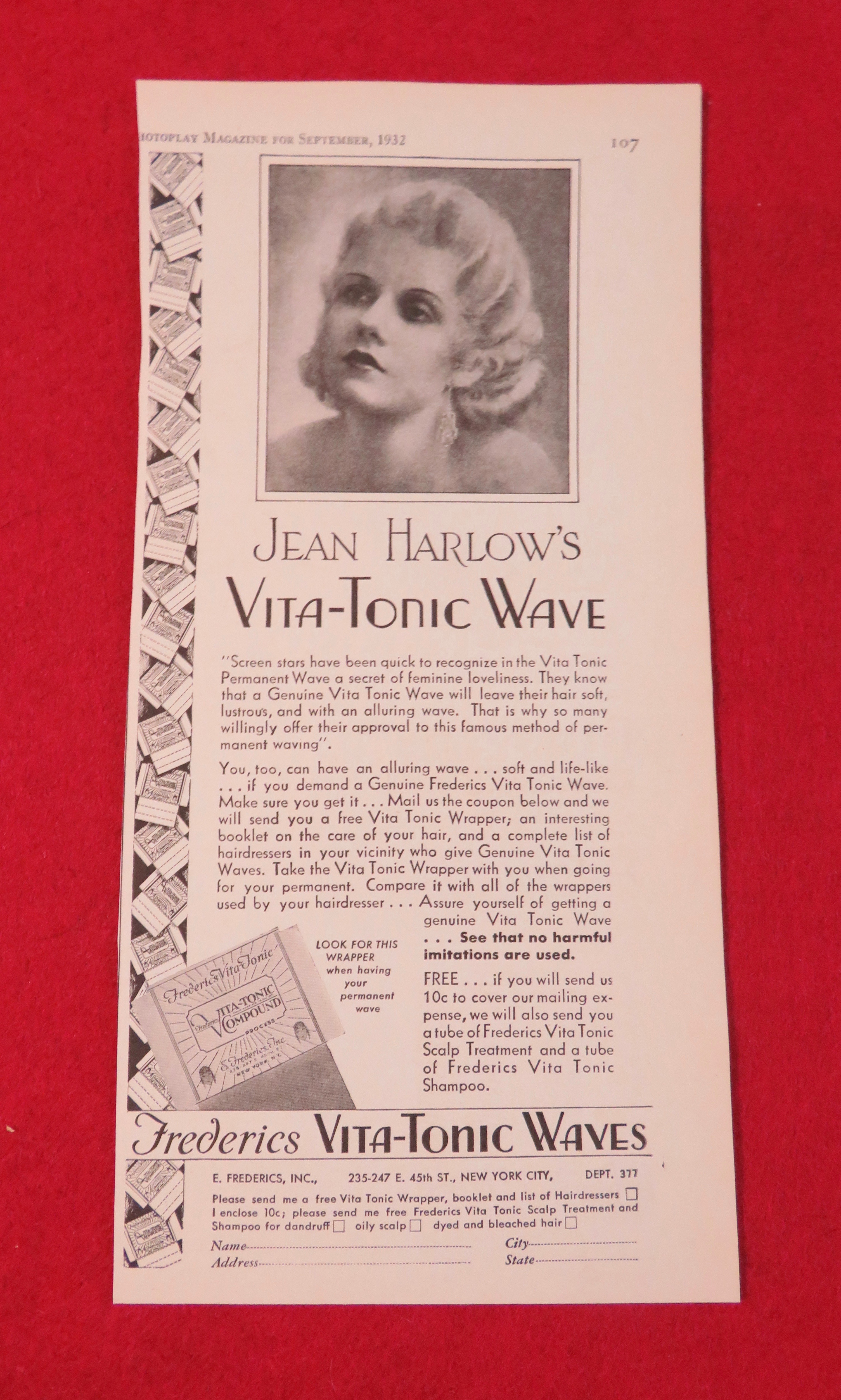 1932 Jean Harlow's Vita Tonic Wave w/ Jean Harlow