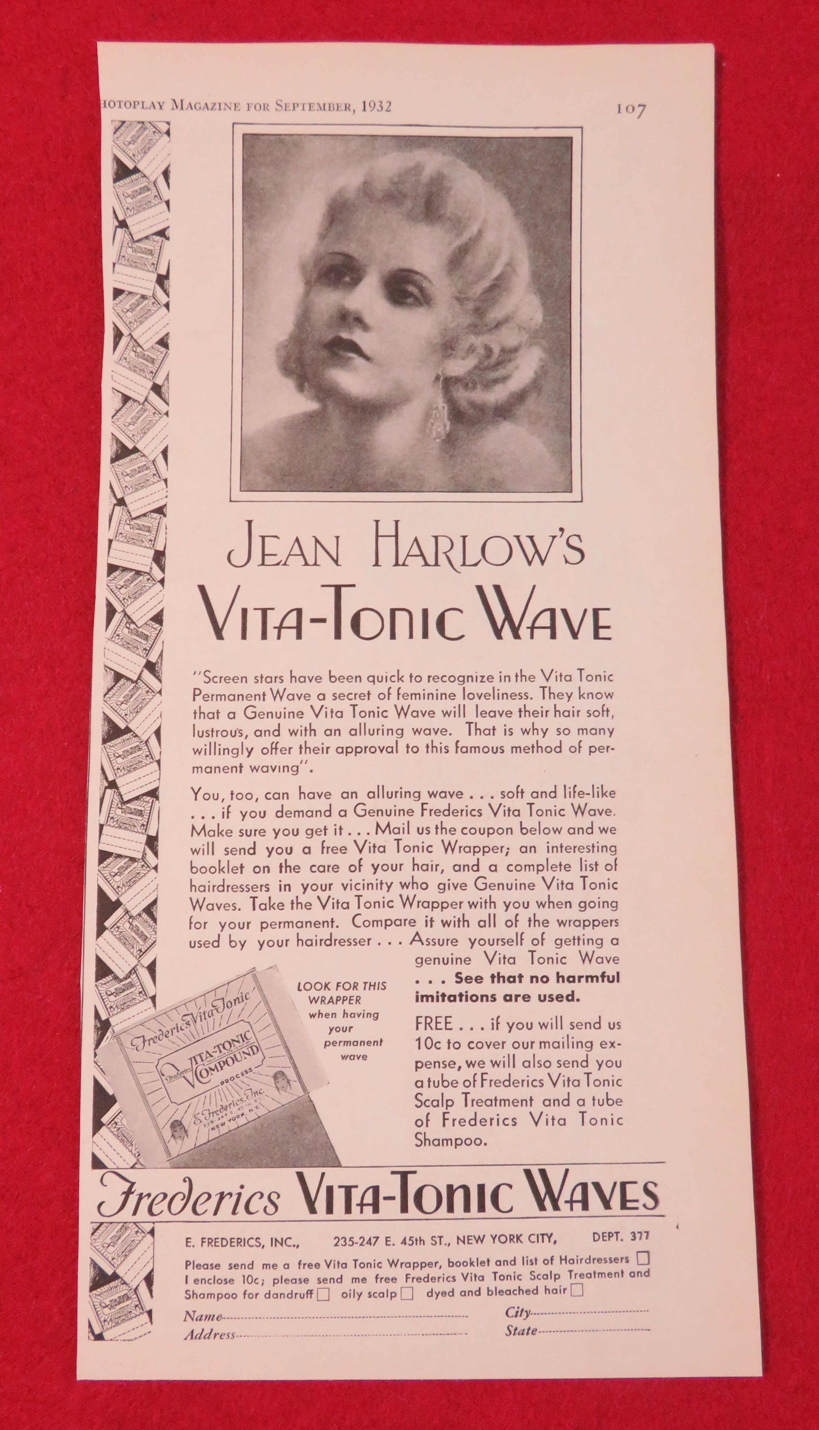 1932 Jean Harlow's Vita Tonic Wave w/ Jean Harlow
