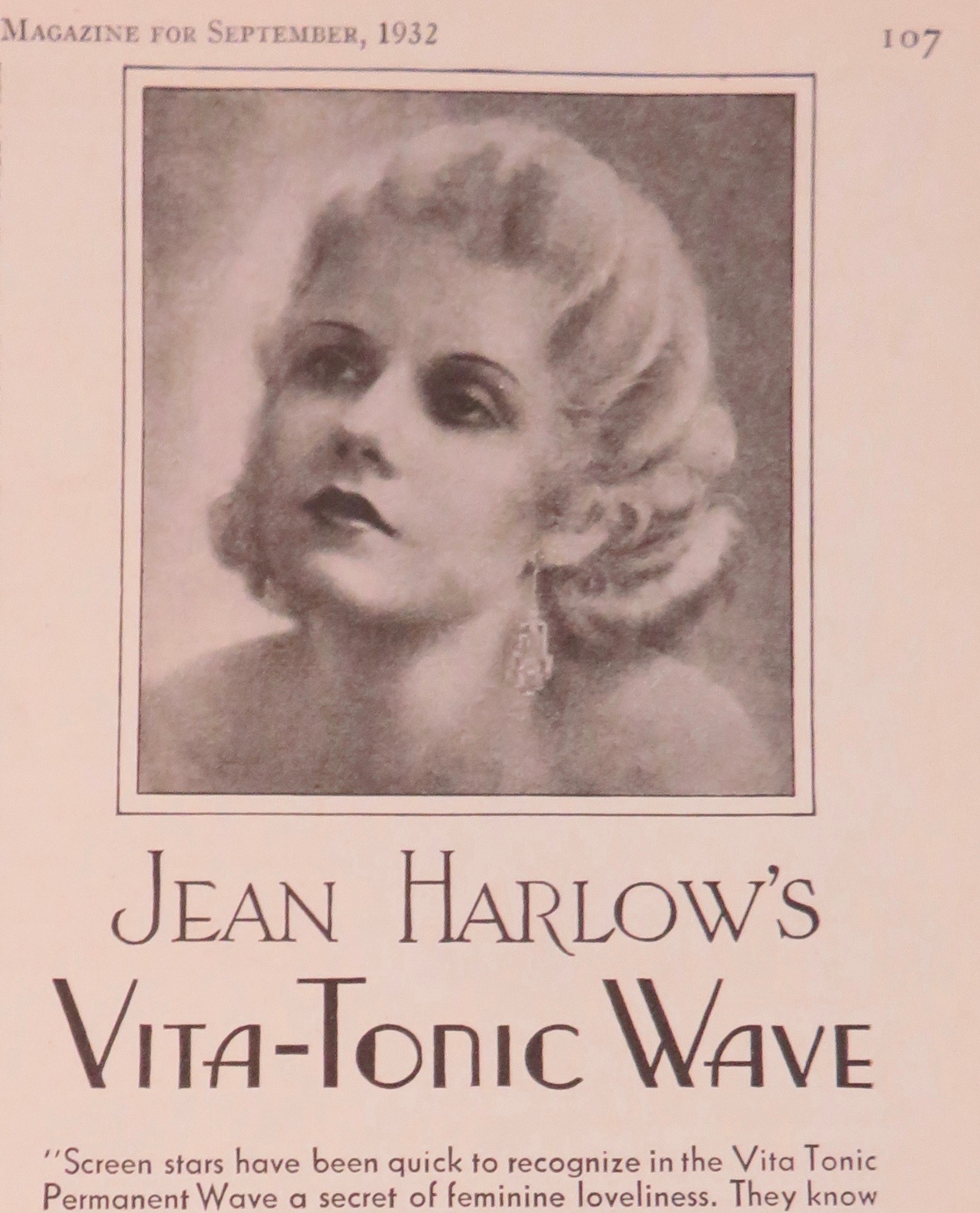1932 Jean Harlow's Vita Tonic Wave w/ Jean Harlow