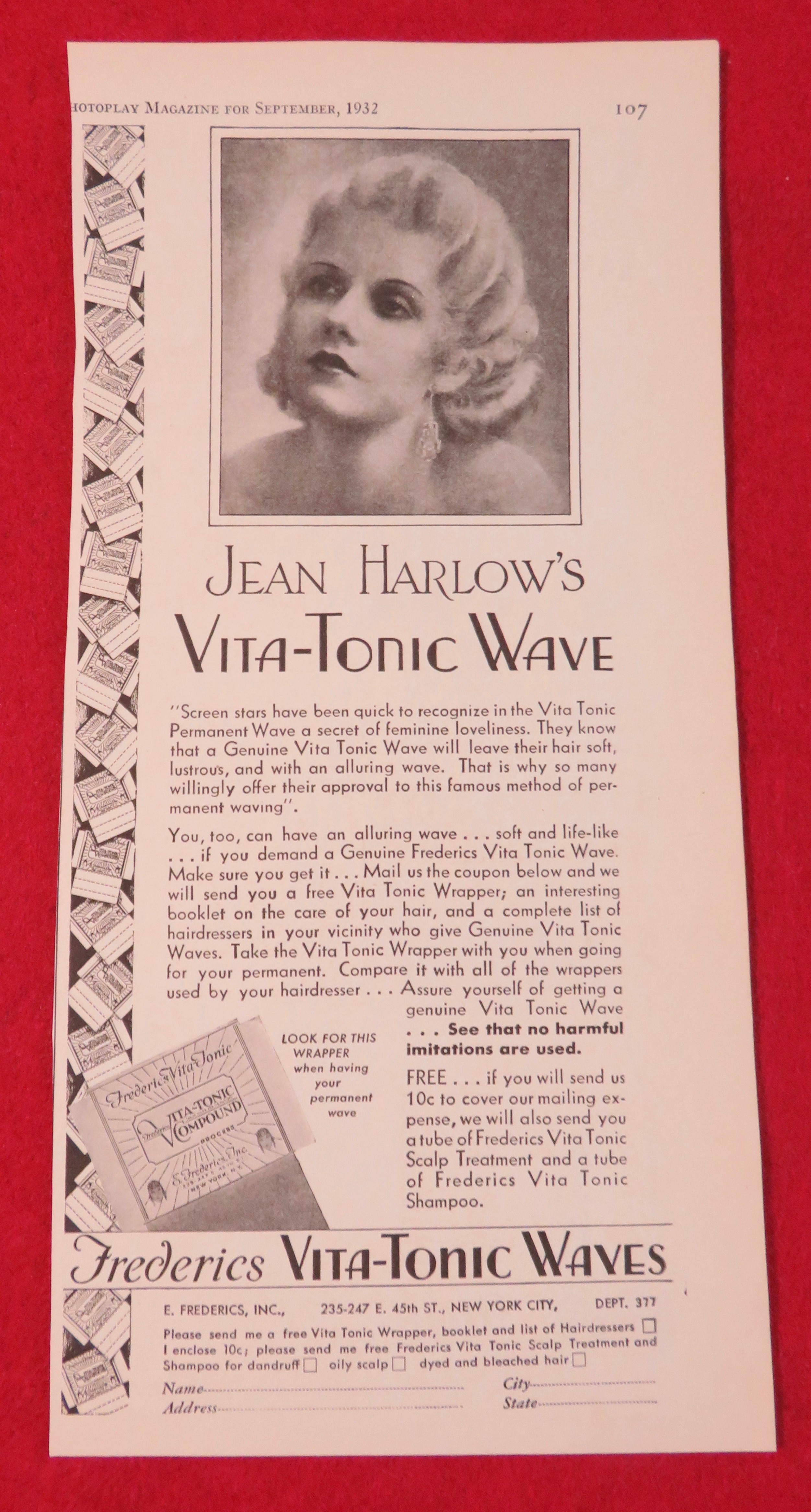 1932 Jean Harlow's Vita Tonic Wave w/ Jean Harlow
