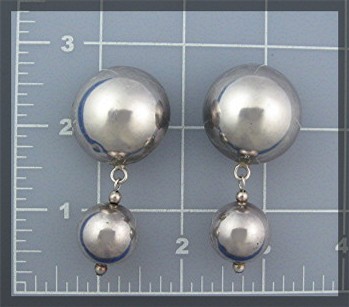 Earrings Dome Ball Sterling Silver Dangle Clip