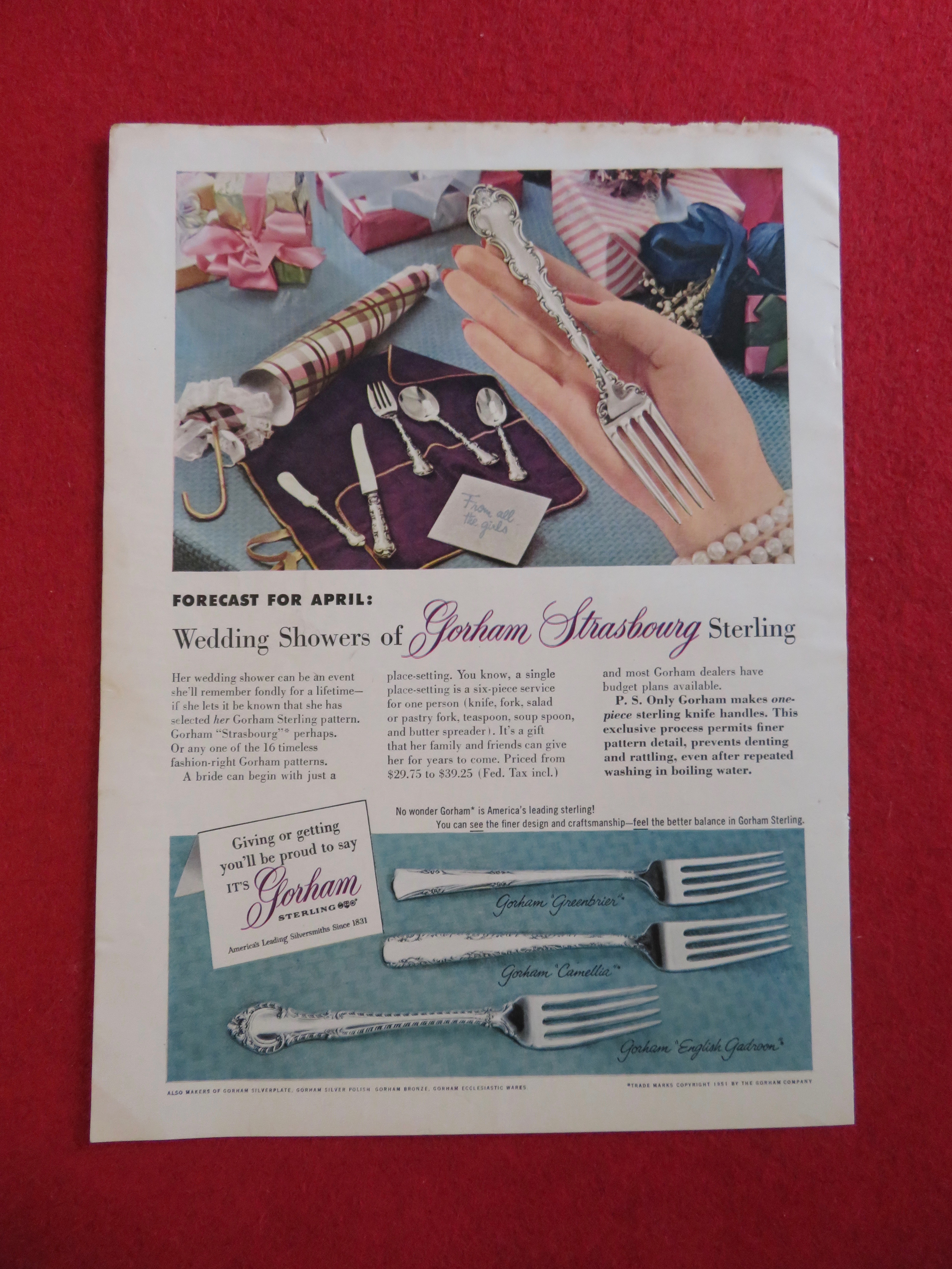 1951 Gorham Strasbourg with a Hand Holding a Fork