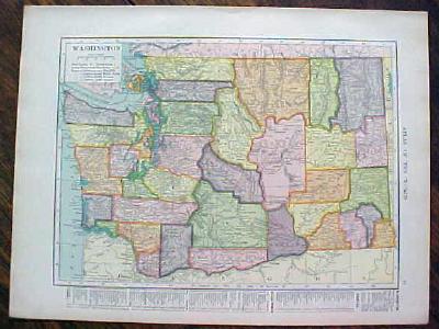 1907 Map Washington Hawaii Antique