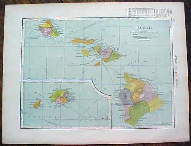 1907 Map Washington Hawaii Antique
