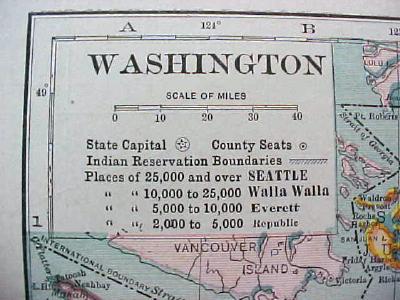 1907 Map Washington Hawaii Antique