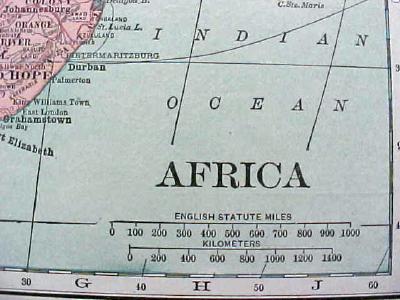 1904 Map Africa And South America Southern Part