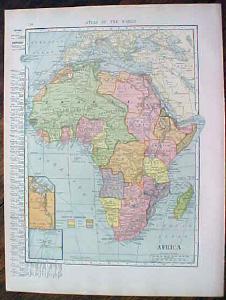 1904 Map Africa And South America Southern Part