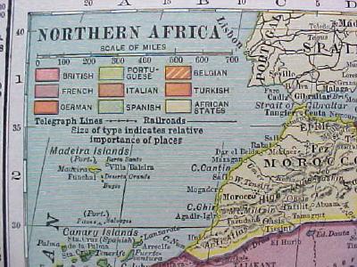 1904 Map Africa Northern And Central Southern