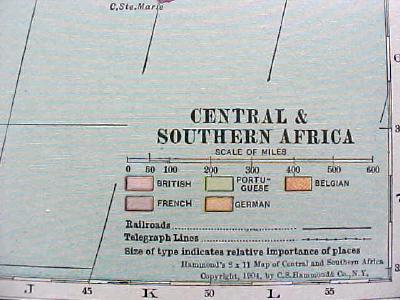 1904 Map Africa Northern And Central Southern