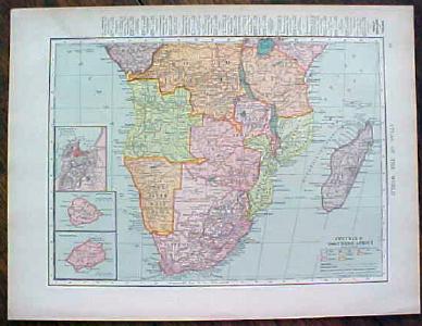 1904 Map Africa Northern And Central Southern