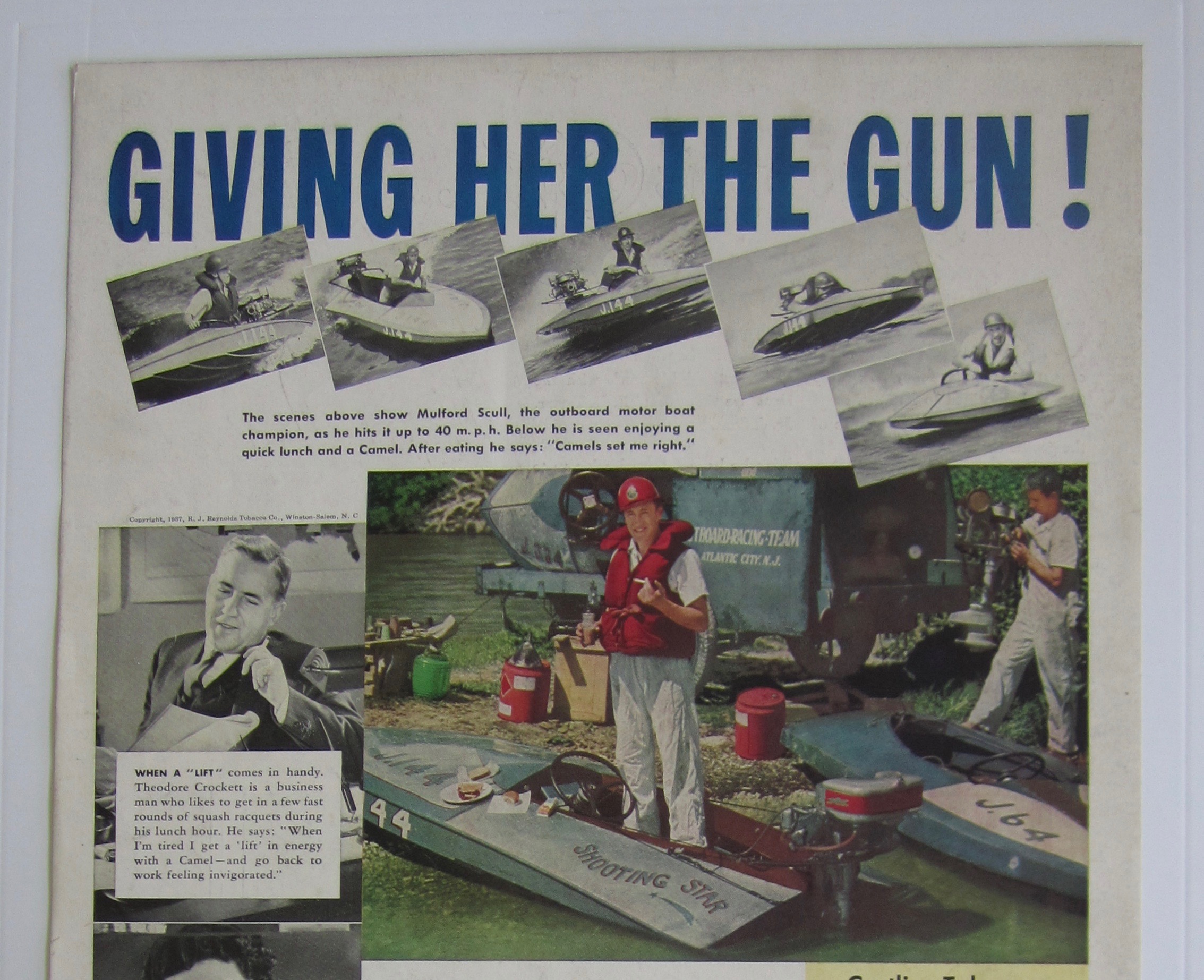 1937 Camel Cigarettes with Boat Champion Mulford Scull