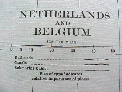1905 Map Netherlands Belgium Sweden Norway Denmark