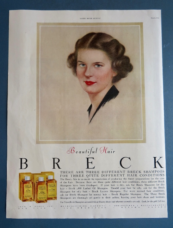 1951 Breck Shampoo with Lovely Dark Haired Breck Woman