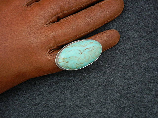 David Troutman Sterling Silver Green Turquoise Ring
