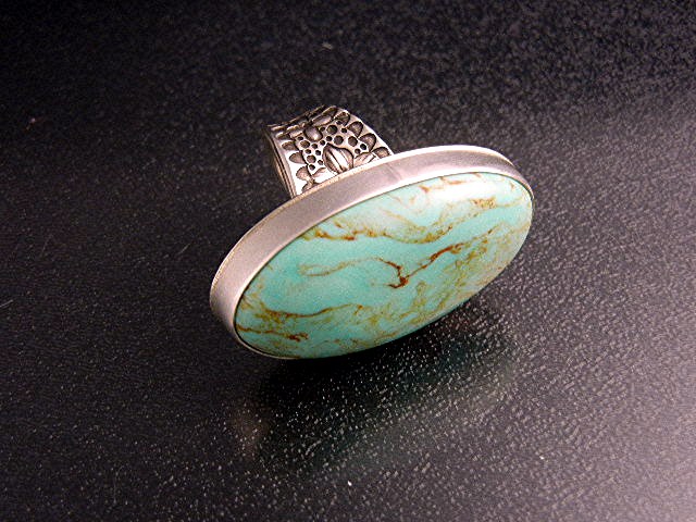 David Troutman Sterling Silver Green Turquoise Ring