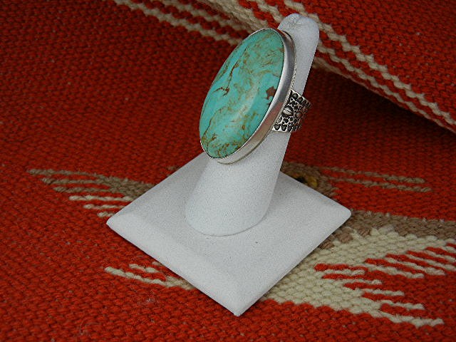 David Troutman Sterling Silver Green Turquoise Ring
