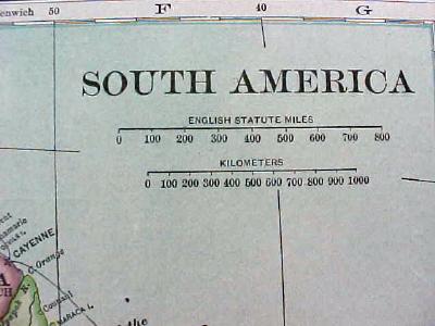 1904 Map South America And Northern South America