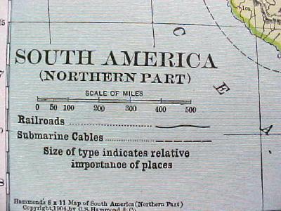 1904 Map South America And Northern South America