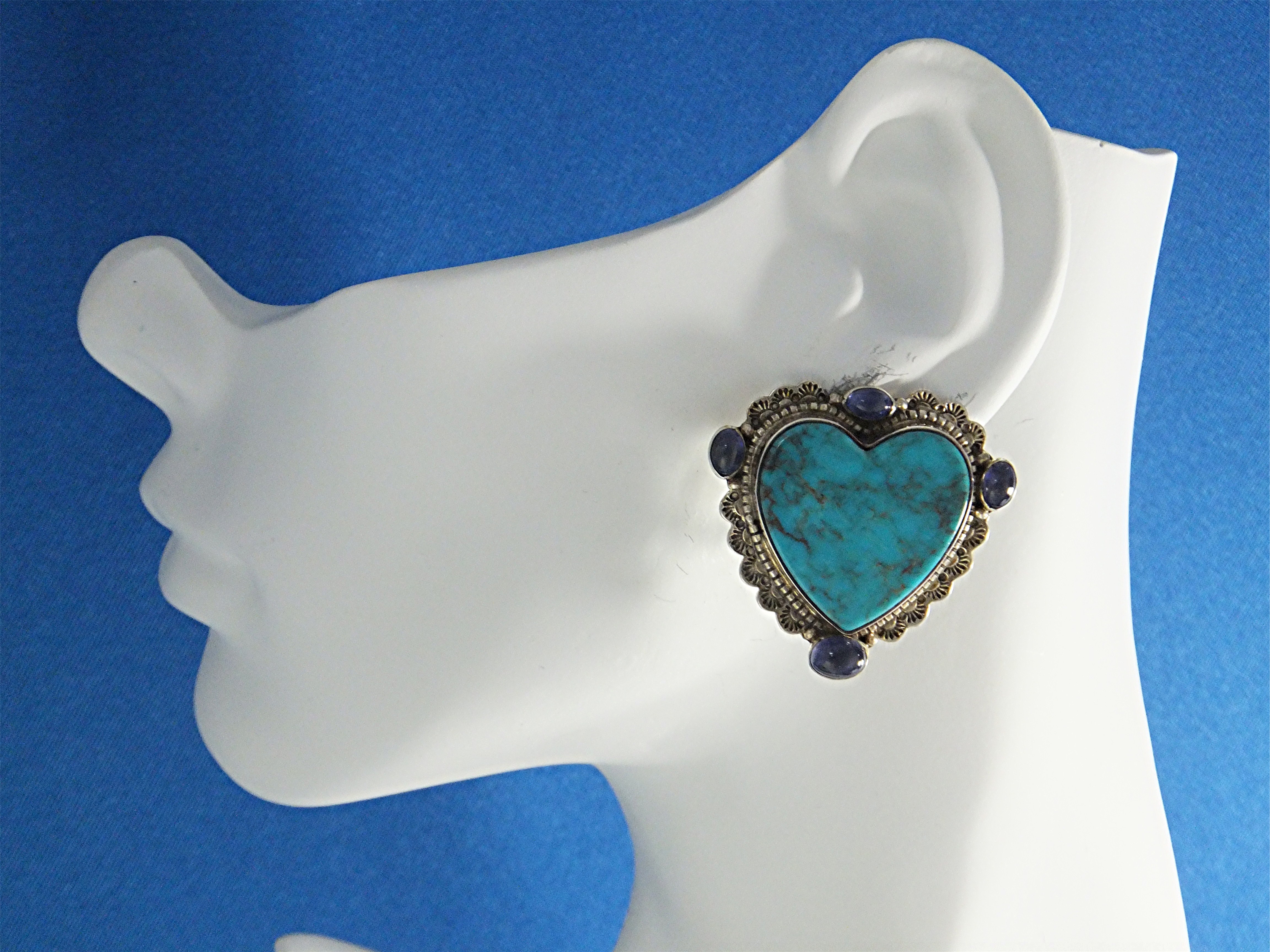 David Troutman Kingman Turquoise Sterling Silver Heart