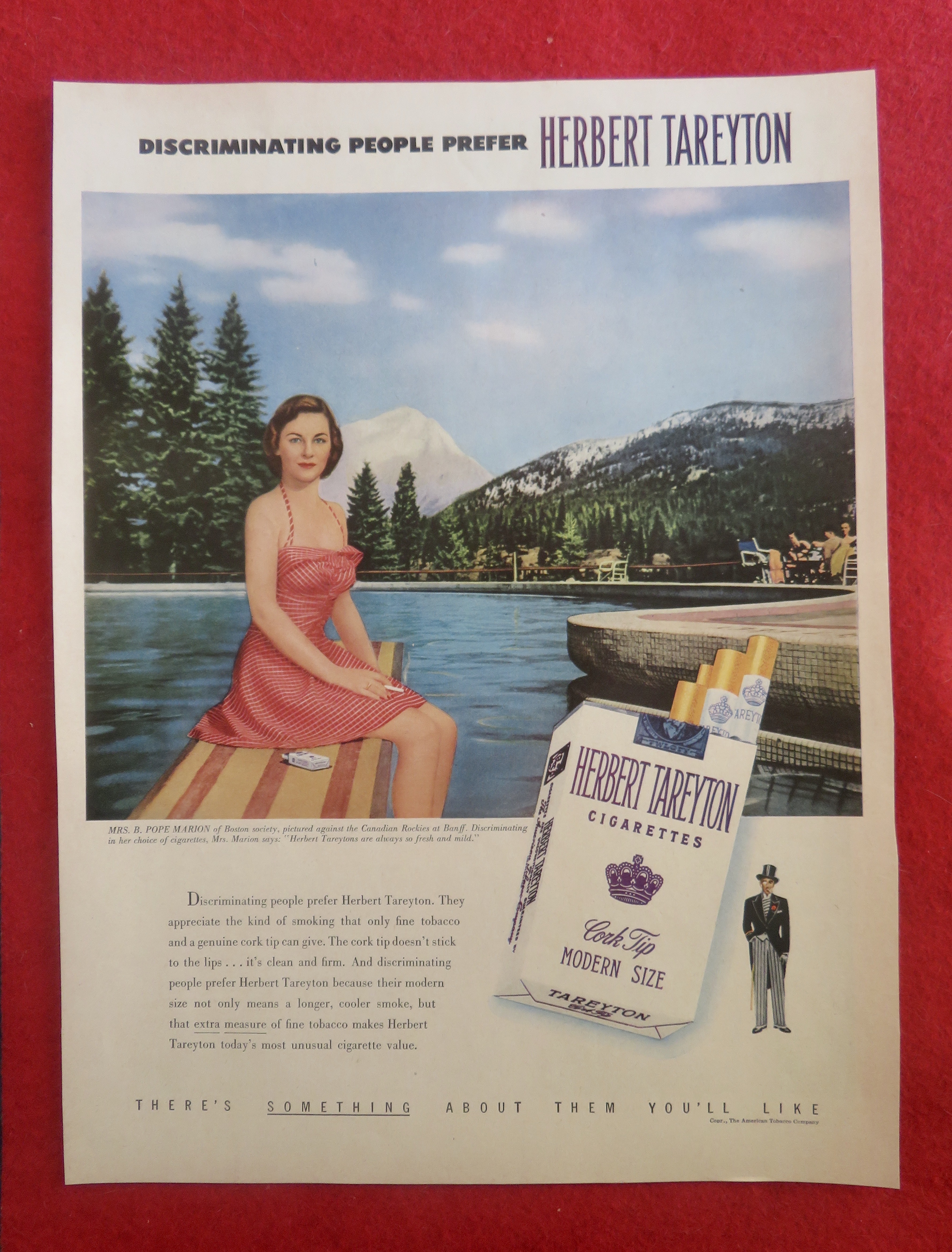1951 Herbert Tareyton Cigarettes with Woman Sitting