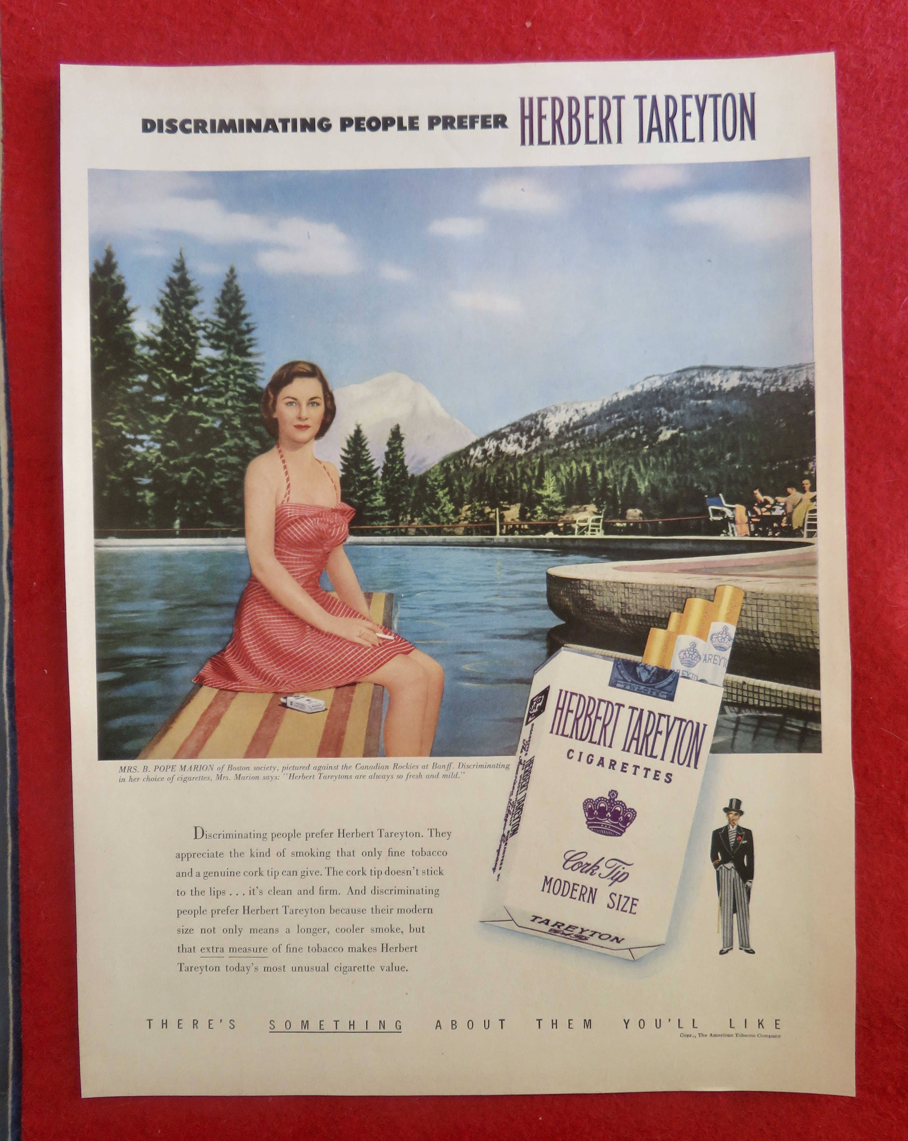 1951 Herbert Tareyton Cigarettes with Woman Sitting