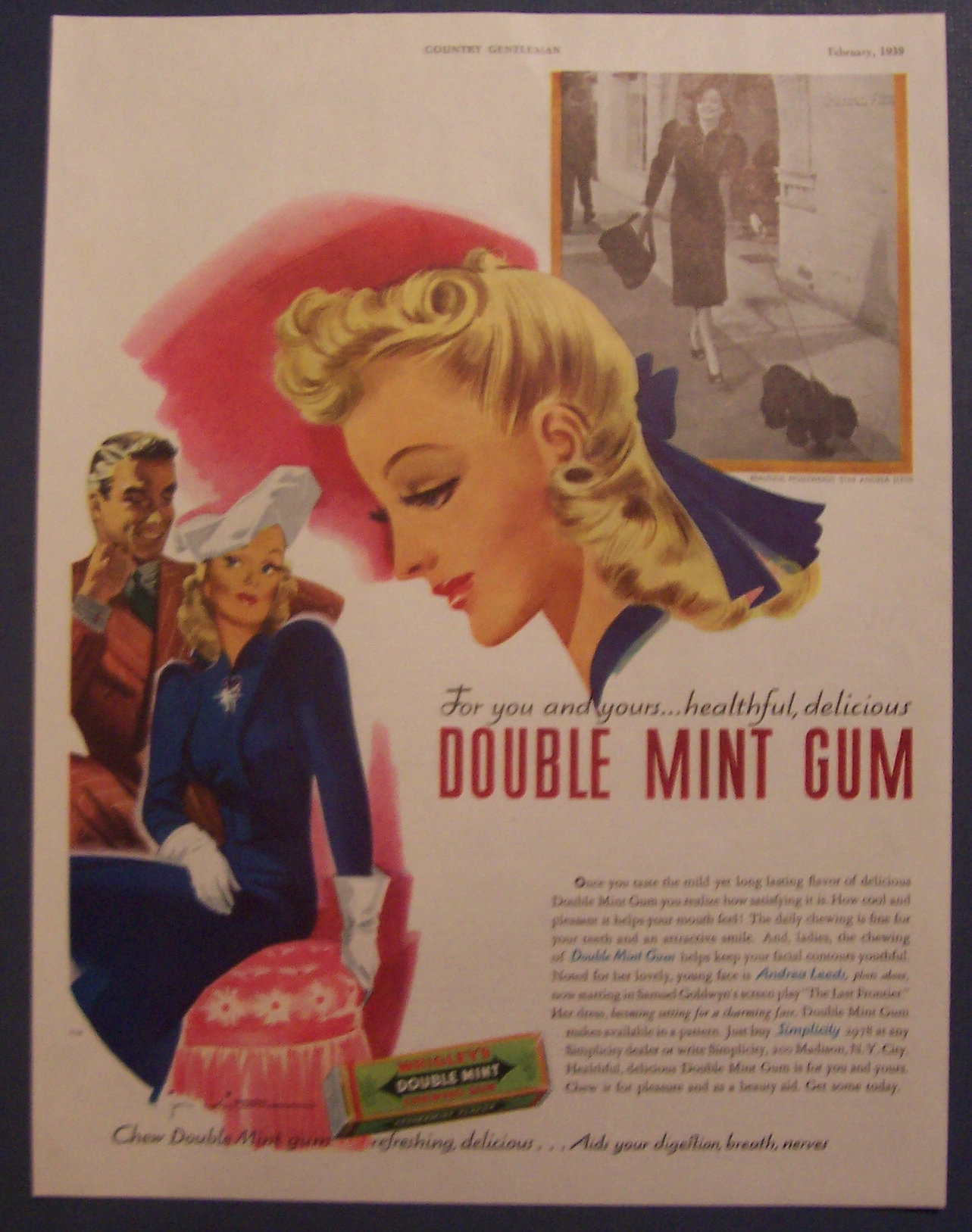1939 Wrigley's Double Mint Chewing Gum w/ Andrea Leeds