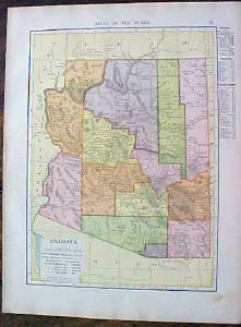 1904 Map Arizona California Antique